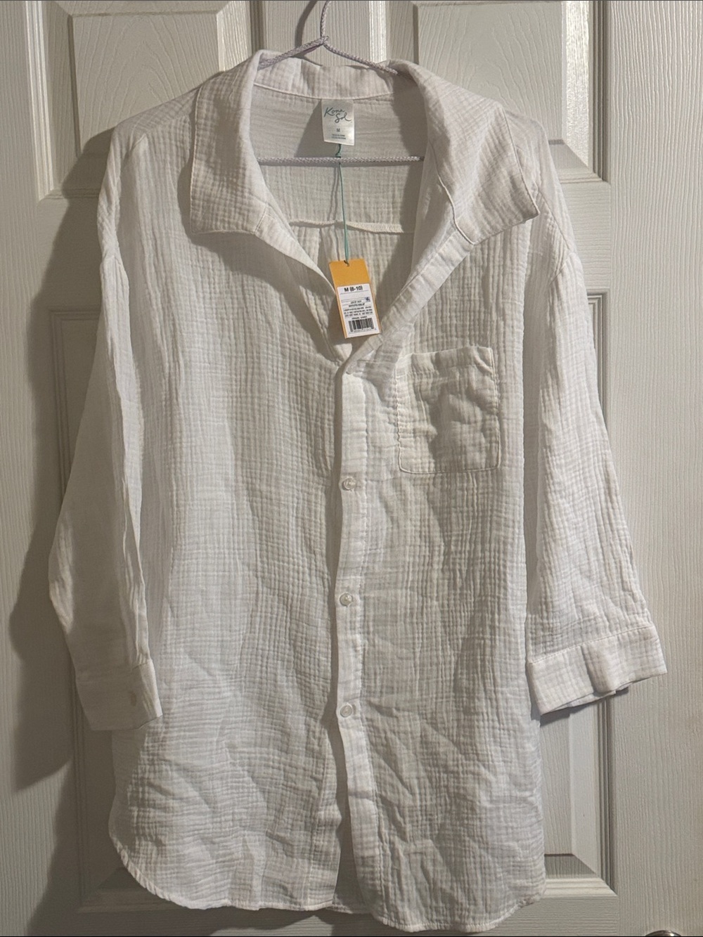 Kona Sol White Lightweight Gauze Button-Down Shirt